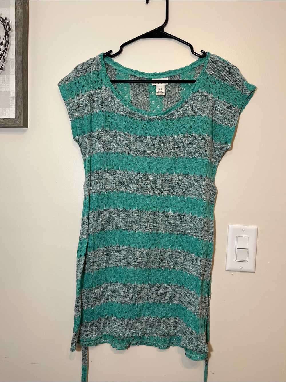 Motherhood Teal and Gray Striped Knit Tunic